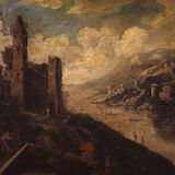 Antique Italian landscape painting from the 18th century