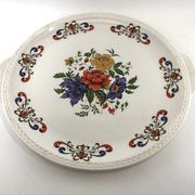 Plat rond gateau tarte fleur vintage Moulin des Loups model Derby