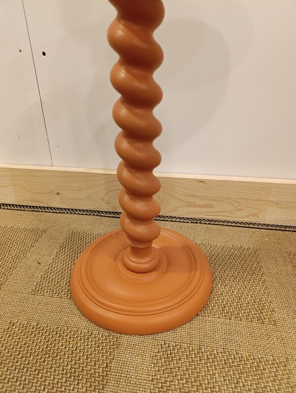 Guéridon Torsadé Vintage Relooké - Terracotta, Noyer & Cuivre