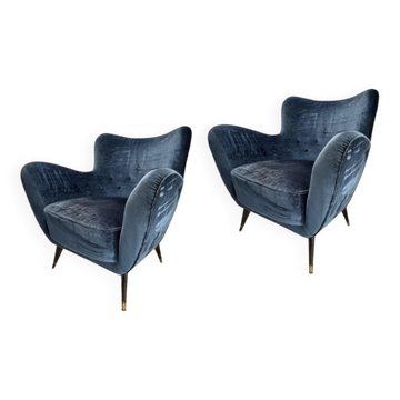 Set of Mid-Century Armchairs in the style of Guglielmo Veronesi, Italy, 1950s