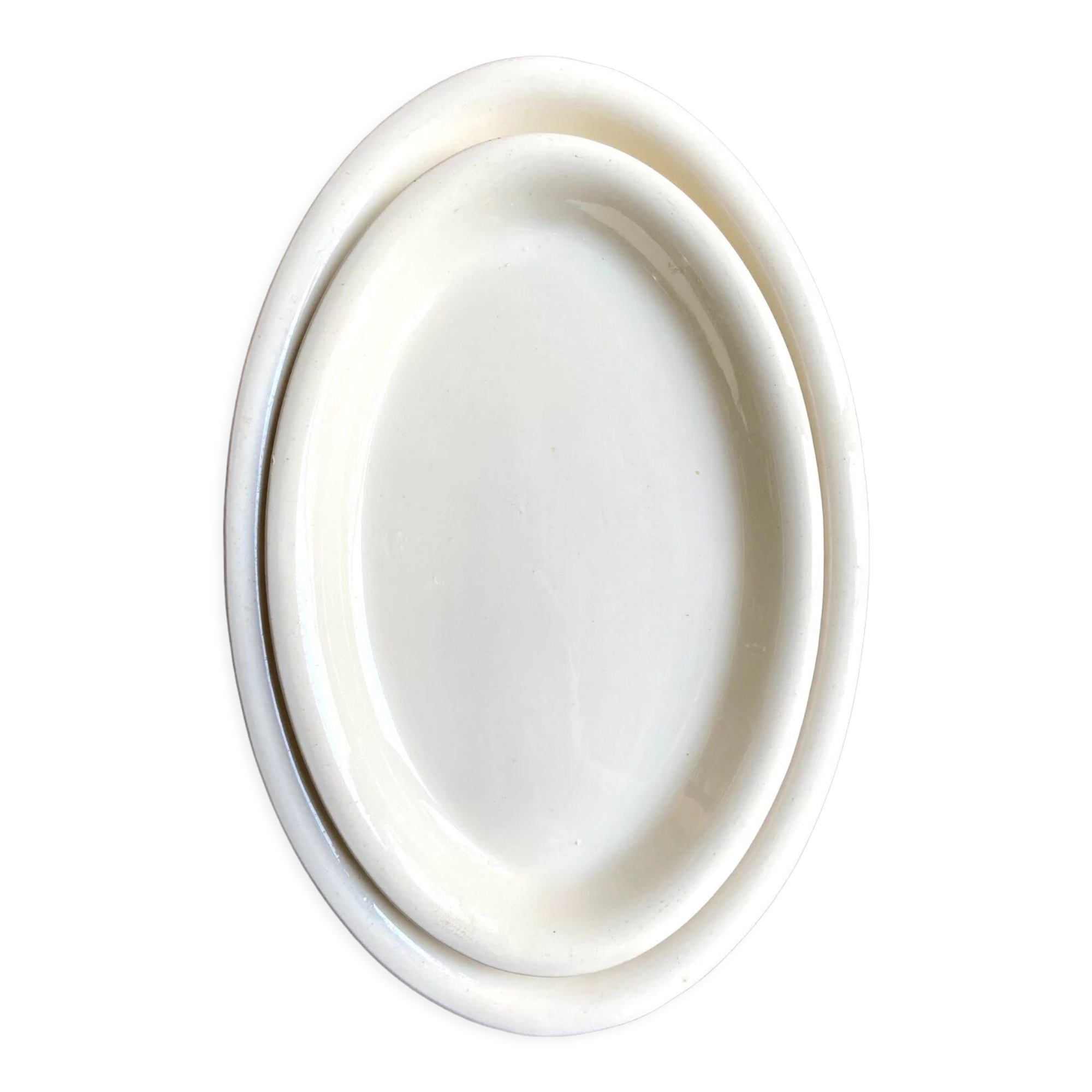 Sarreguemines oval dish in unbleached earthenware