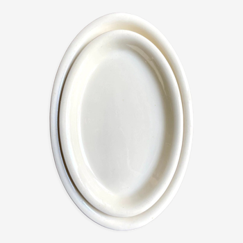 Sarreguemines oval dish in unbleached earthenware