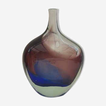 Vase bouteille en verre Jean-Claude Novaro Biot 1943-2014