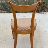 5 Louis XVI chairs in solid wood and beige tiled suede