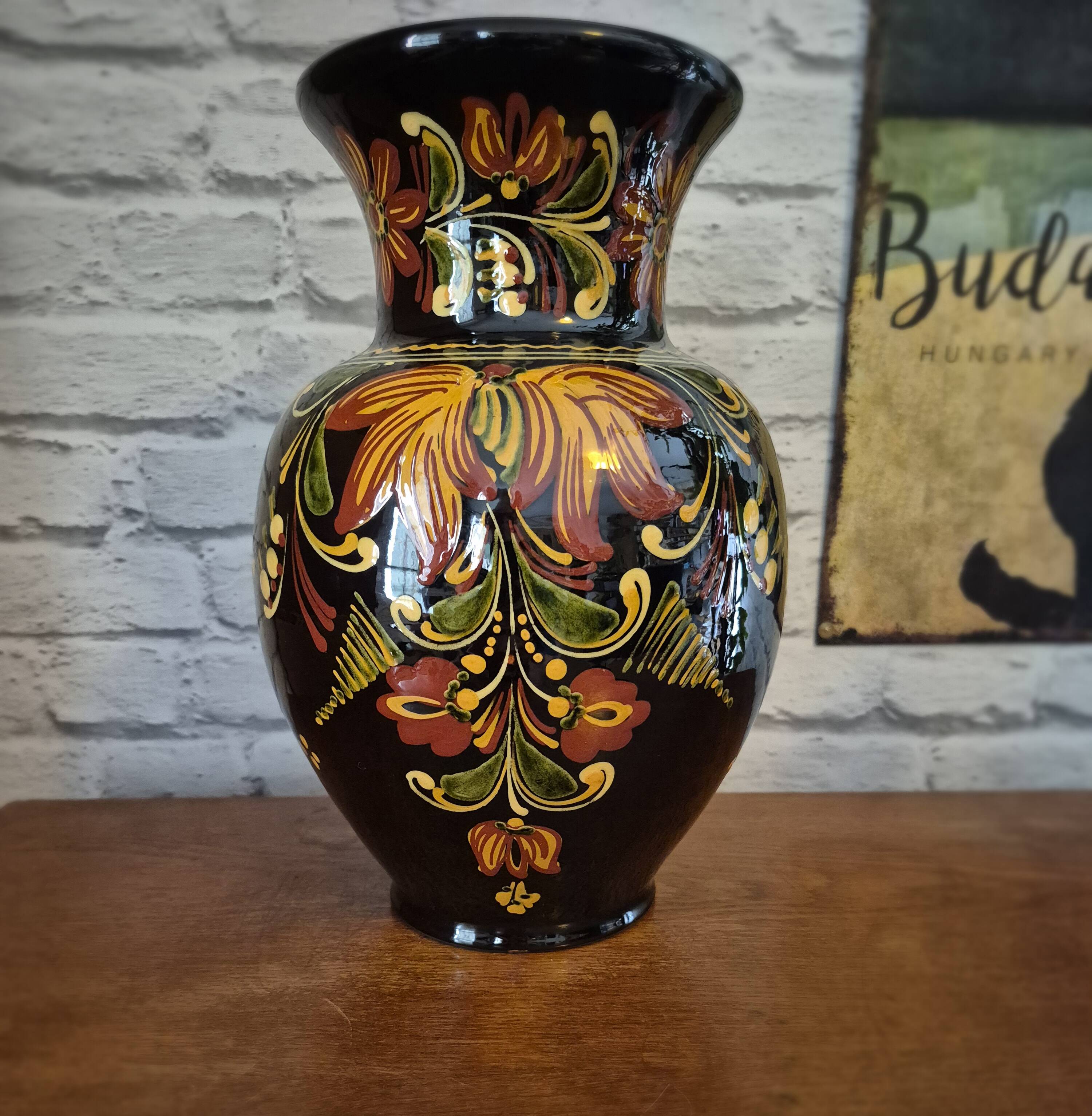Vintage HVM Hungarian Black Vase