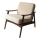 Scandinavian armchair in wood, Pierre Frey fabric, refurbished, Denmark 1950.