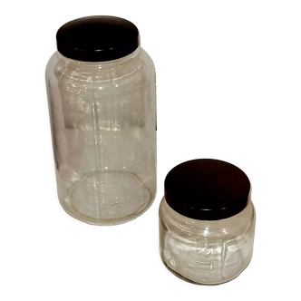 2 jars Bakelite lid - old