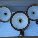 Suspension in white opaline, its edge in aged brass