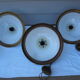 Suspension in white opaline, its edge in aged brass