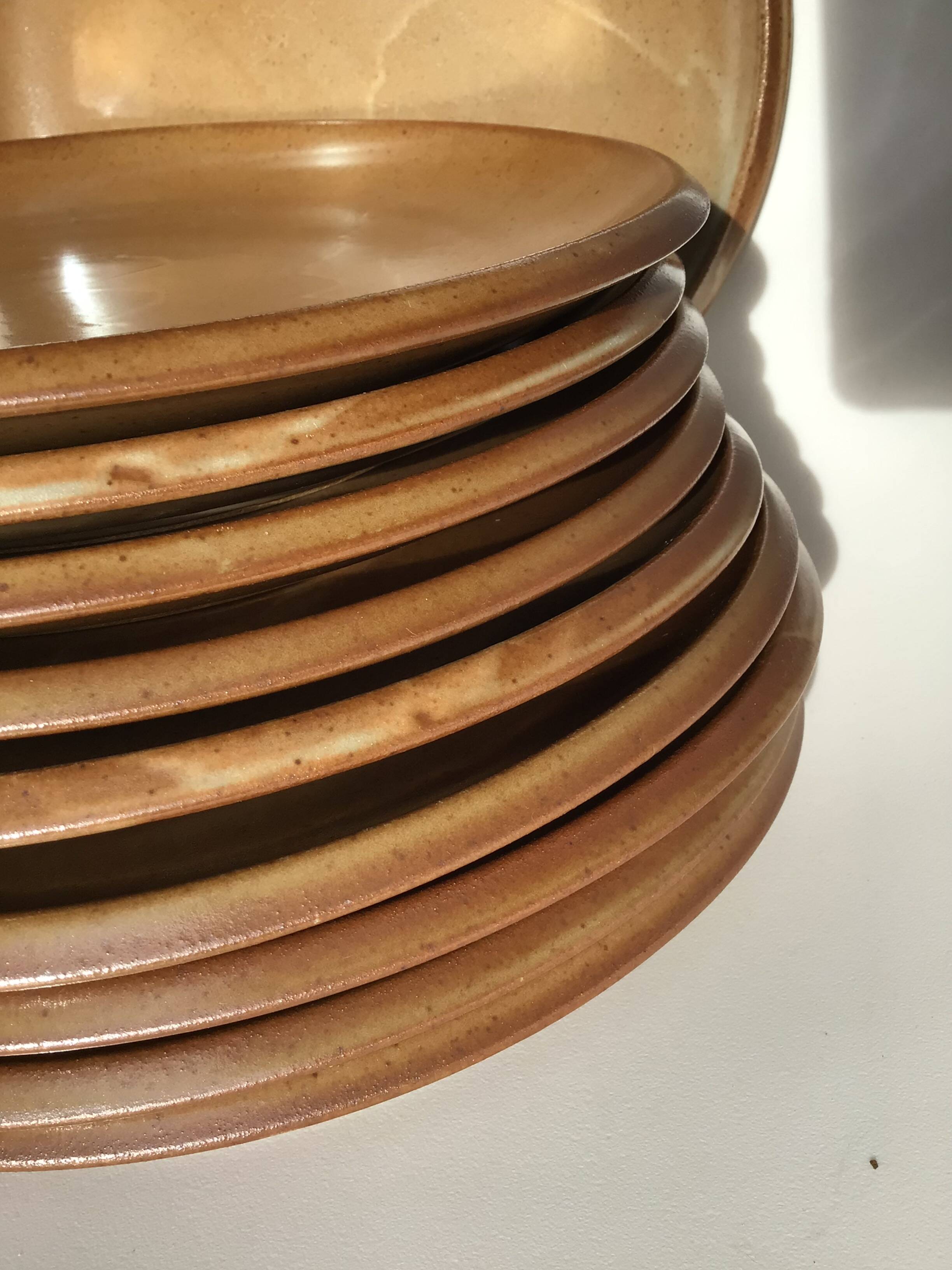 10 Assiettes plates Grès de Brenne France