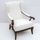 Fauteuil Paolo Buffa style moderne du milieu du siècle, en noyer italien et revêtement bouclé