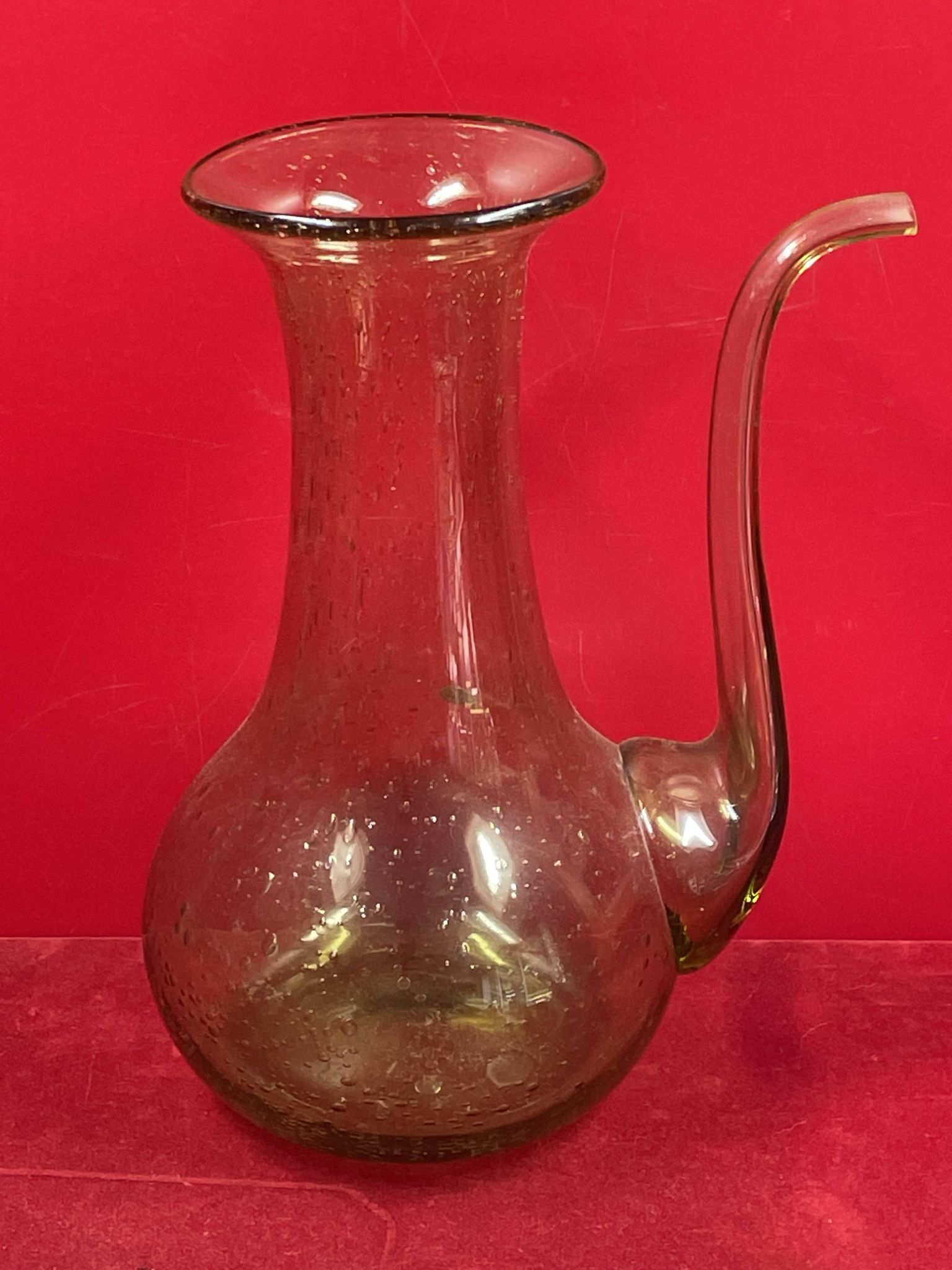 Design decanter, pourer in glassware of biot green vintage glass