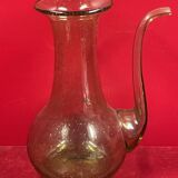 Carafe design, verseuse en verrerie de biot vert verre vintage