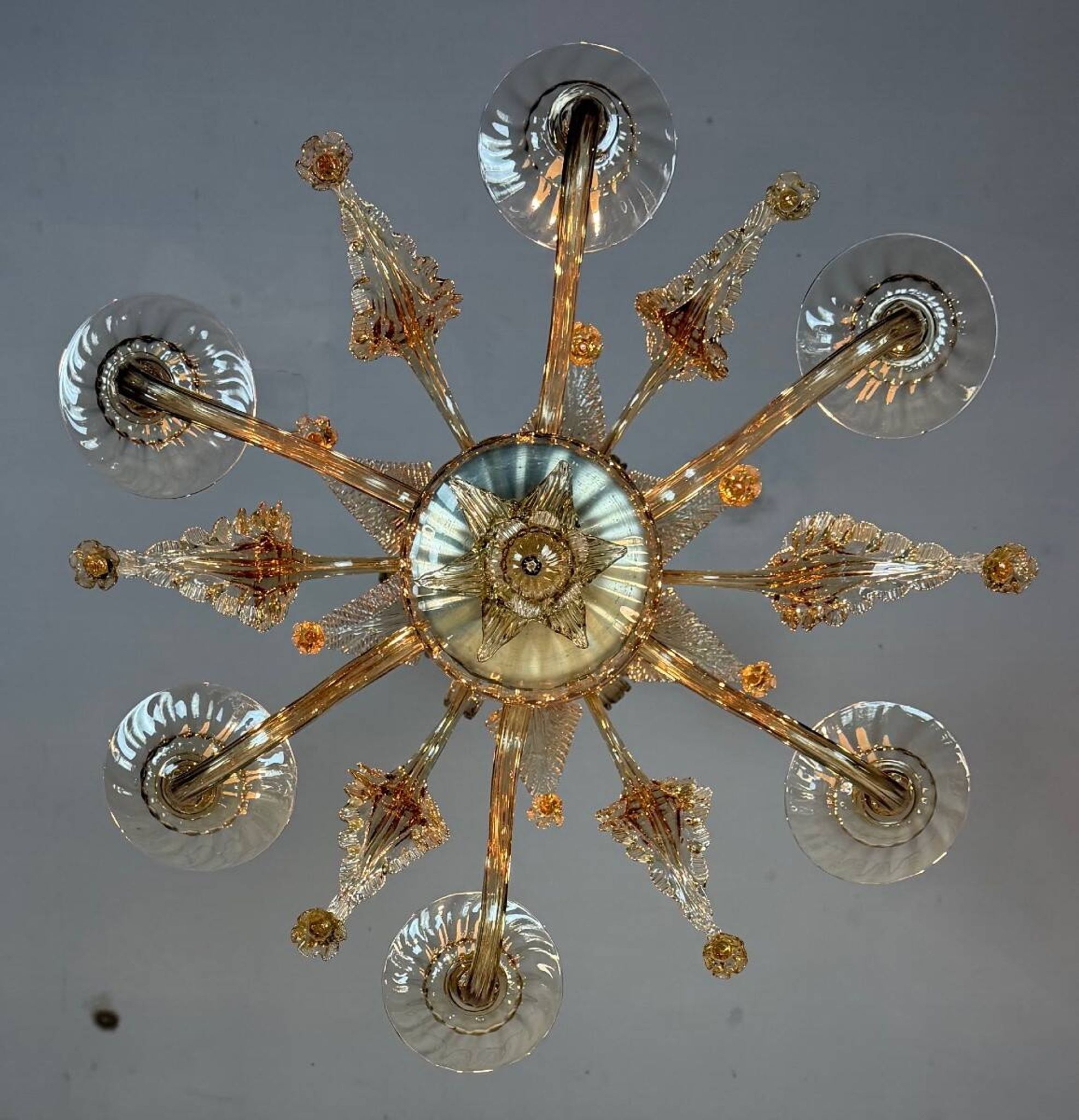 Lustre vénitien en verre de Murano mordoré, vers 1920