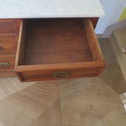 Louis Philippe style chest of drawers with 4 drawers in solid walnut and marble, 1900-1950.