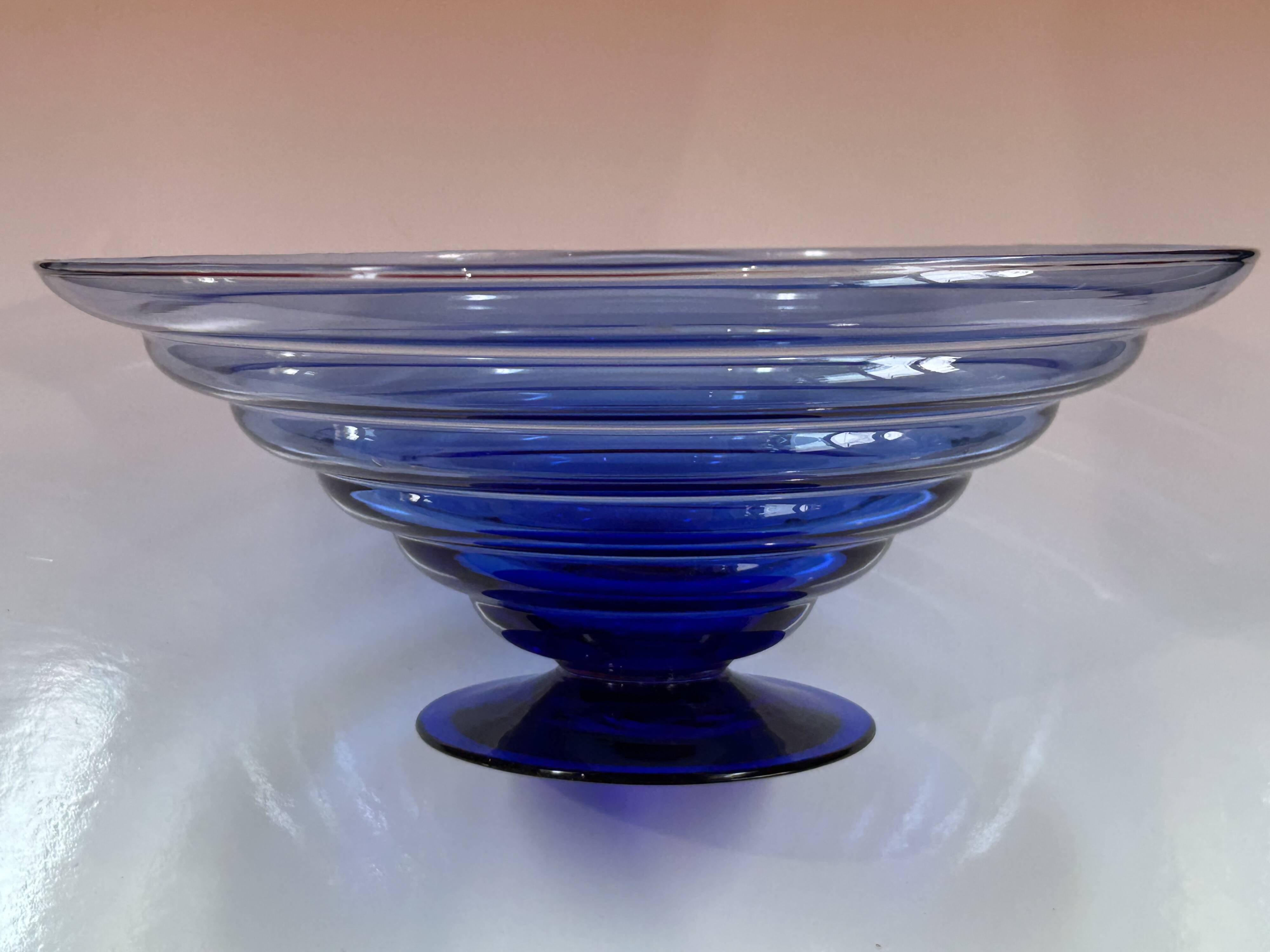 Large cobalt blue glass bowl