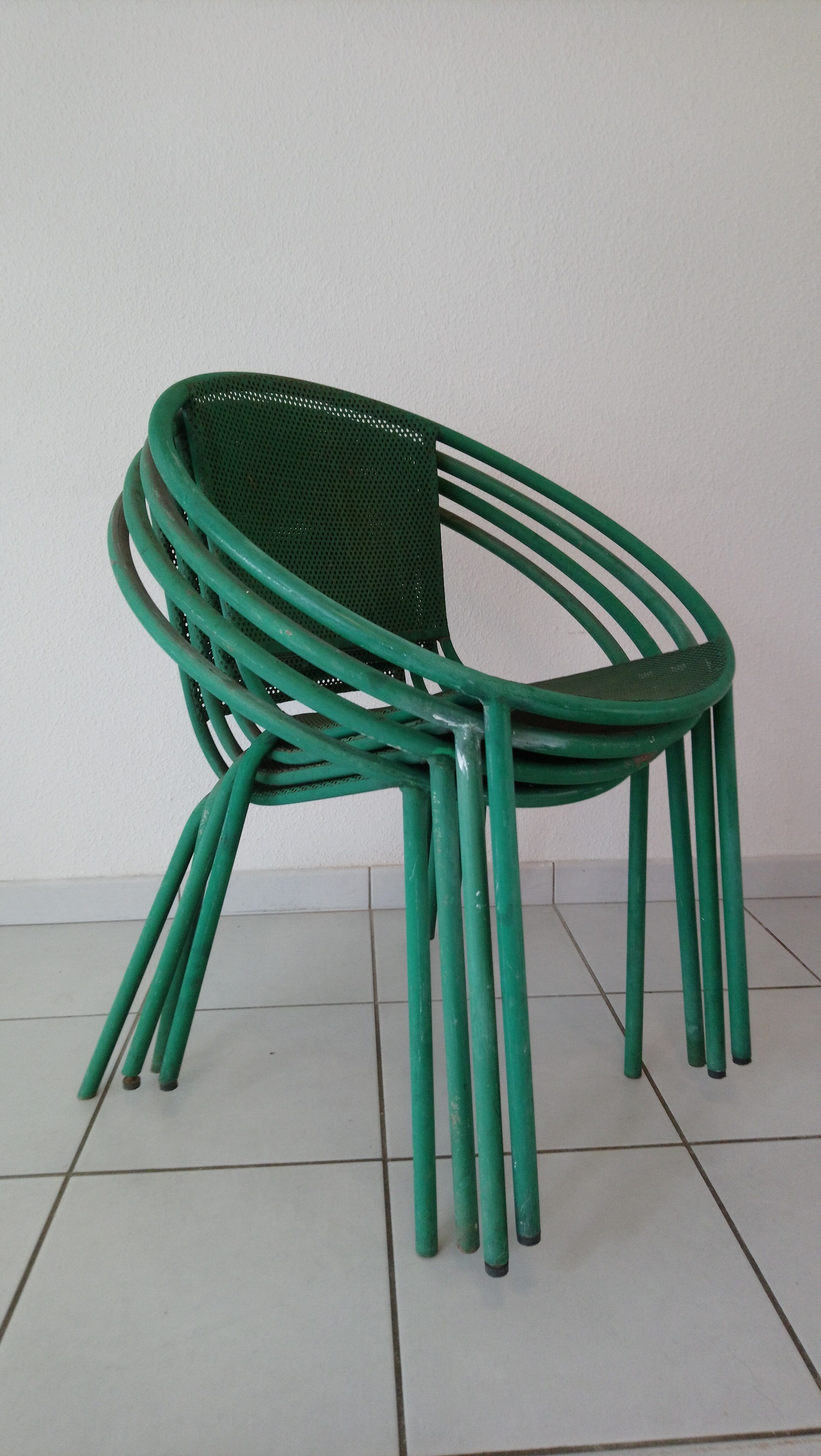 4 garden chairs suite half moon vintage 80s italian design