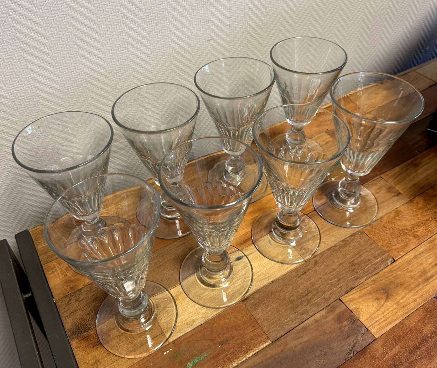 Set of eight important 19th century faceted cut crystal glasses