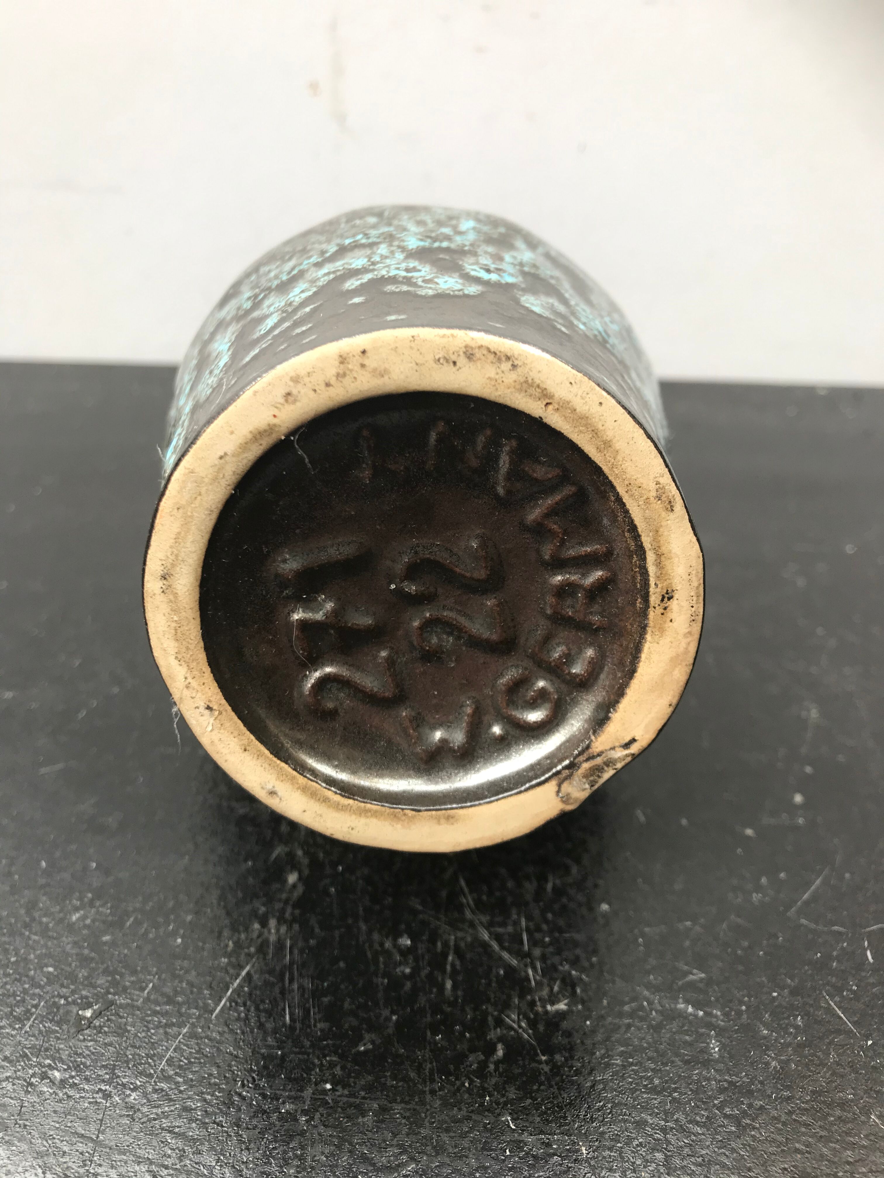 Former pitcher style art deco blue ceramics - vintage red