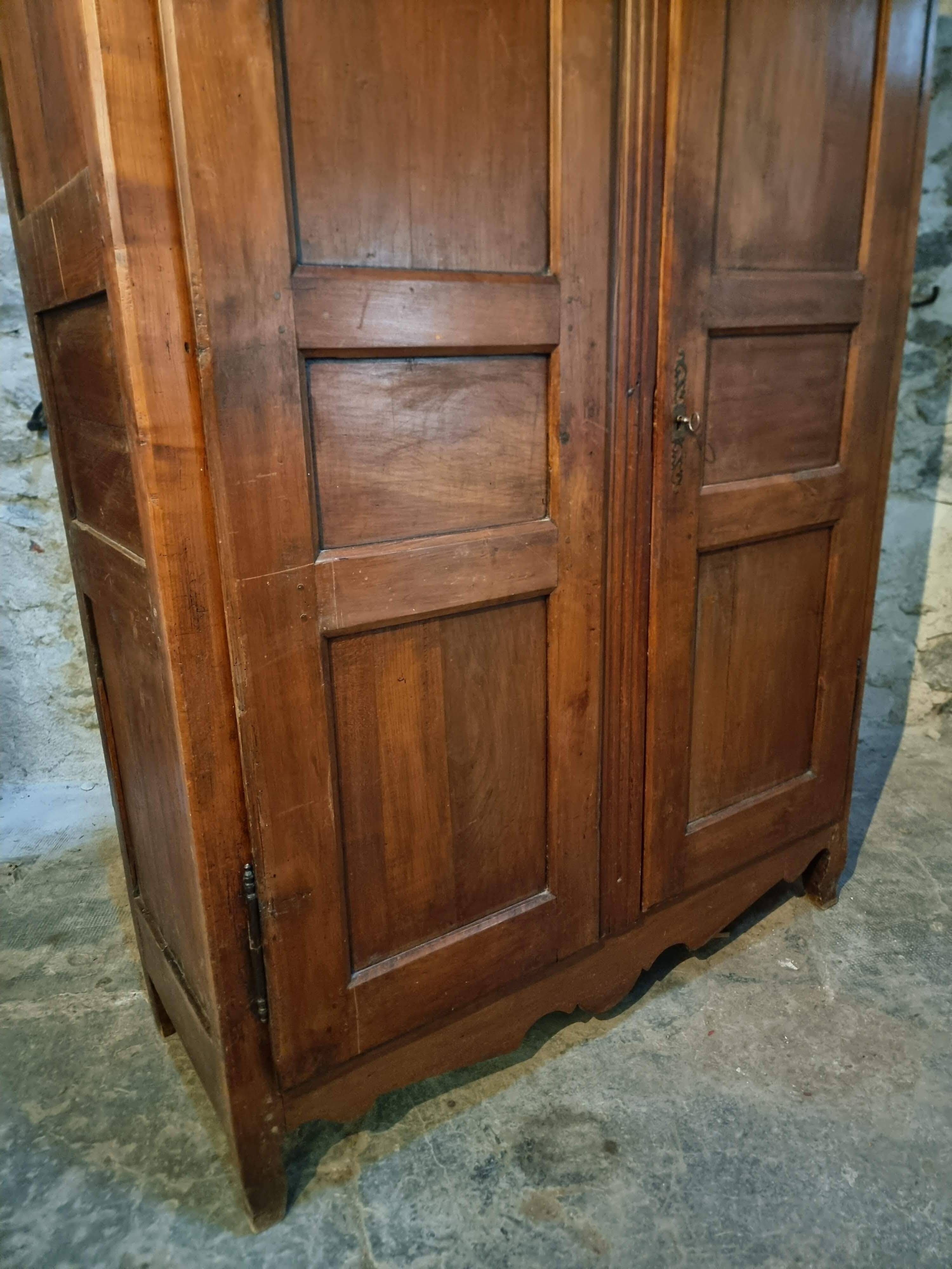 18th-century French antique cherry wood wardrobe – Rustic sideboard