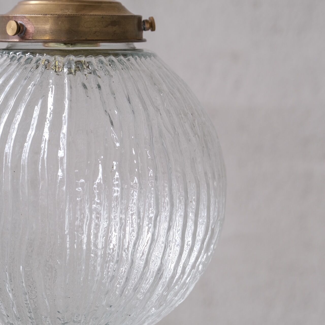 Italian Mid-Century Glass and Brass Pendant Light