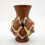 Small brown ceramic vase - Harlequin decor - Fratelli Fanciullacci Italy - vintage 50s