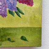 Painting bouquet of lilacs oil on canvas