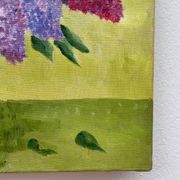 Painting bouquet of lilacs oil on canvas