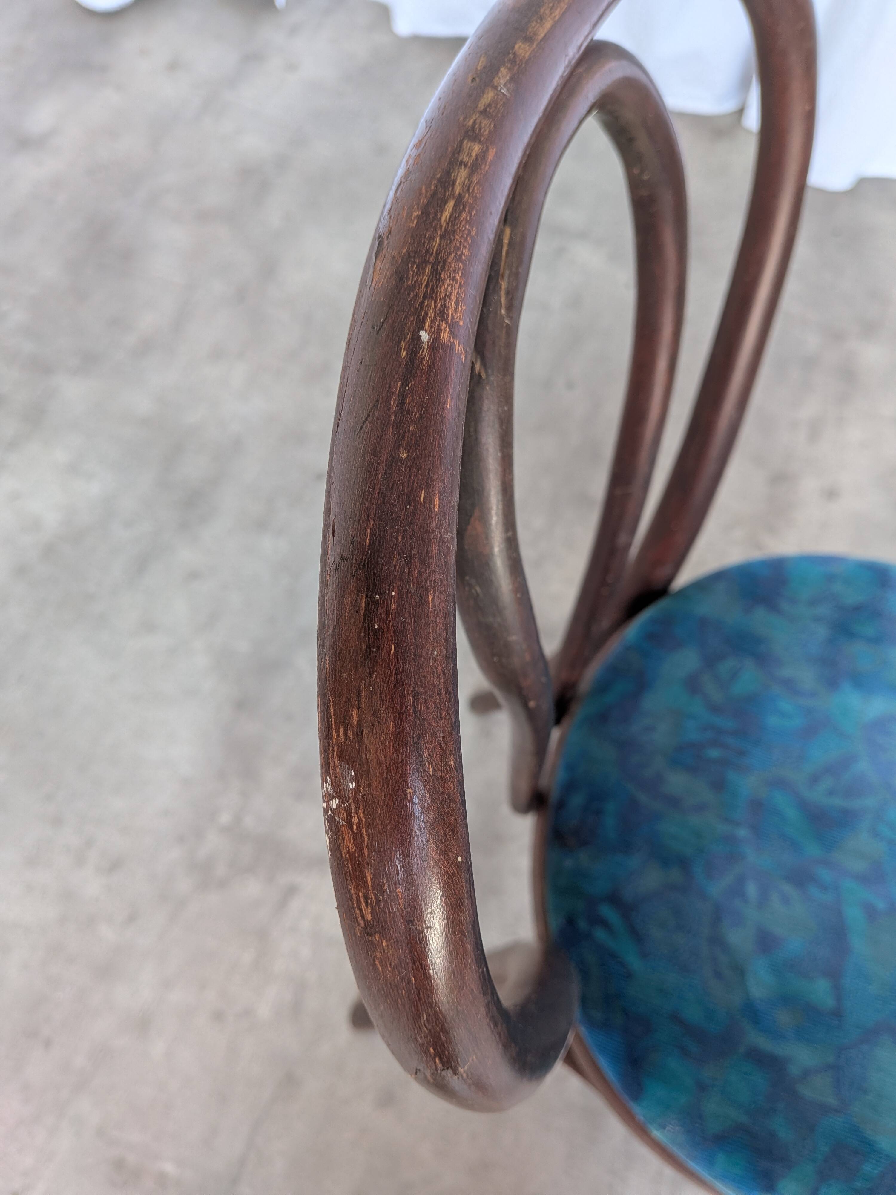 Vintage Bentwood Chair with Upholstered Seat / Thonet Style Dining Chair /