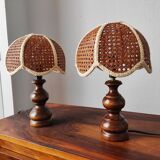Pair of vintage rattan lamps