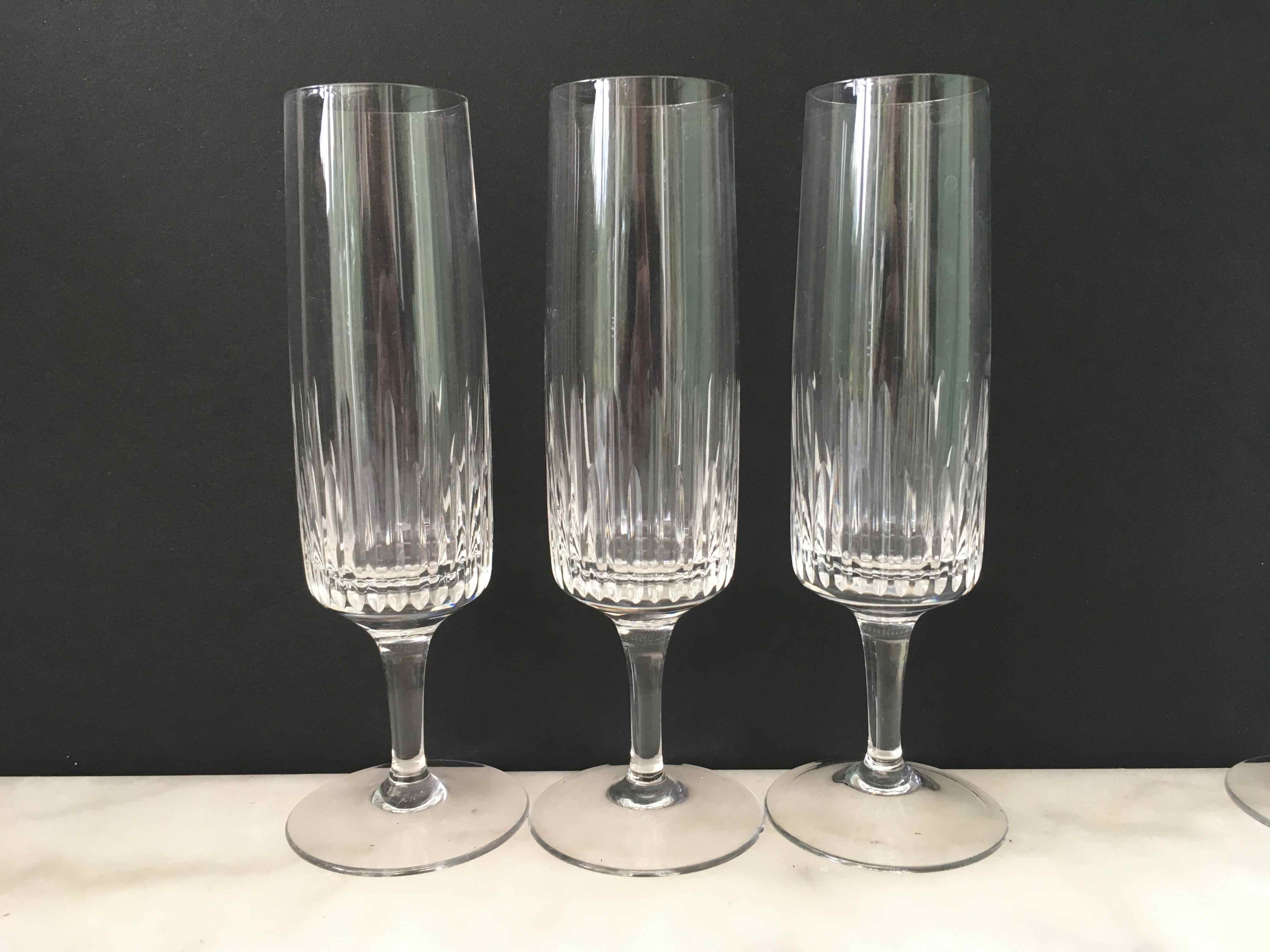 Set de 6 flûtes à champagne cristal taillé