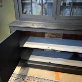 Two-body bookcase, painted in black and gray, Restoration Style model