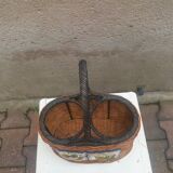 Vintage rattan and ceramic bottle holder