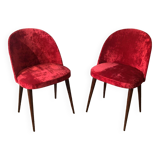 Set of 2 70s chairs reupholstered in fine velvet
