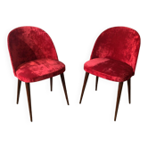 Set of 2 70s chairs reupholstered in fine velvet