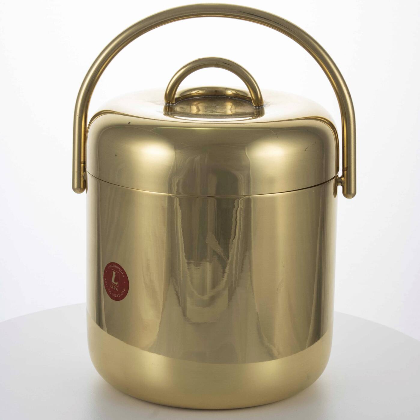 Hollywood regency gold Ice Bucket, Lira Italy ca. 1980s