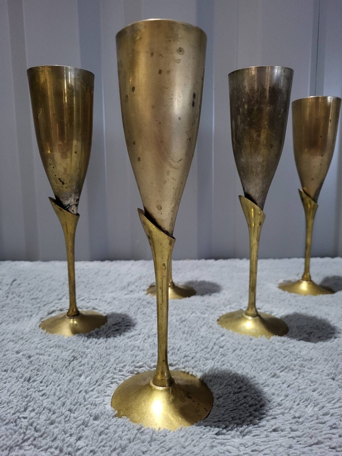 Set of 12 Authentic Antique Vintage Champagne Flutes