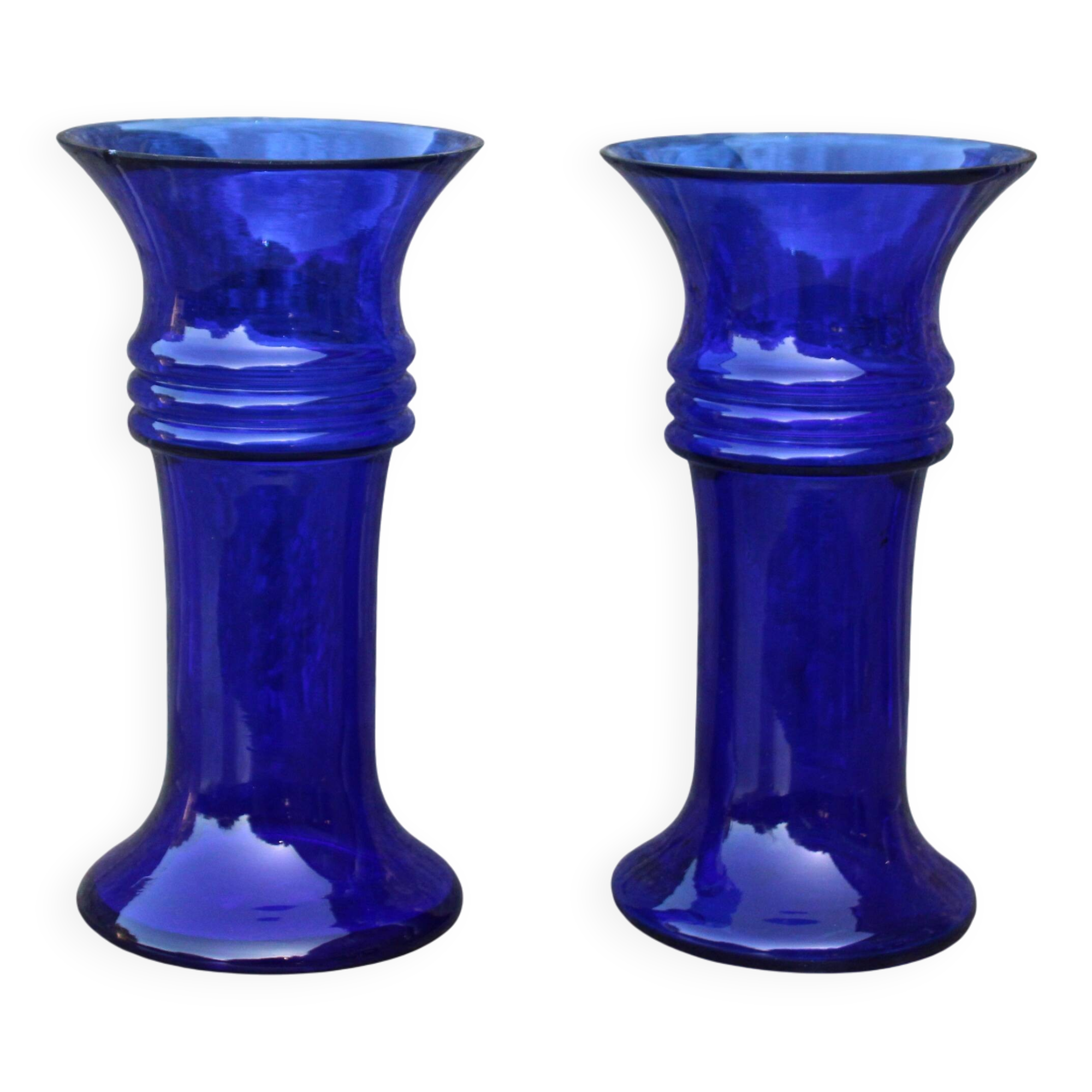 Pair of Holmegaard cobalt blue vases – Scandinavian design – Michael Bang