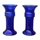 Pair of Holmegaard cobalt blue vases – Scandinavian design – Michael Bang