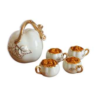 Digestive service and porcelain cups from Limoges Lucien Michelaud vintage