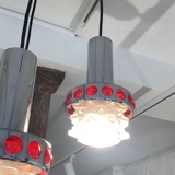 Pendant lamp 3 lights chrome - 70s