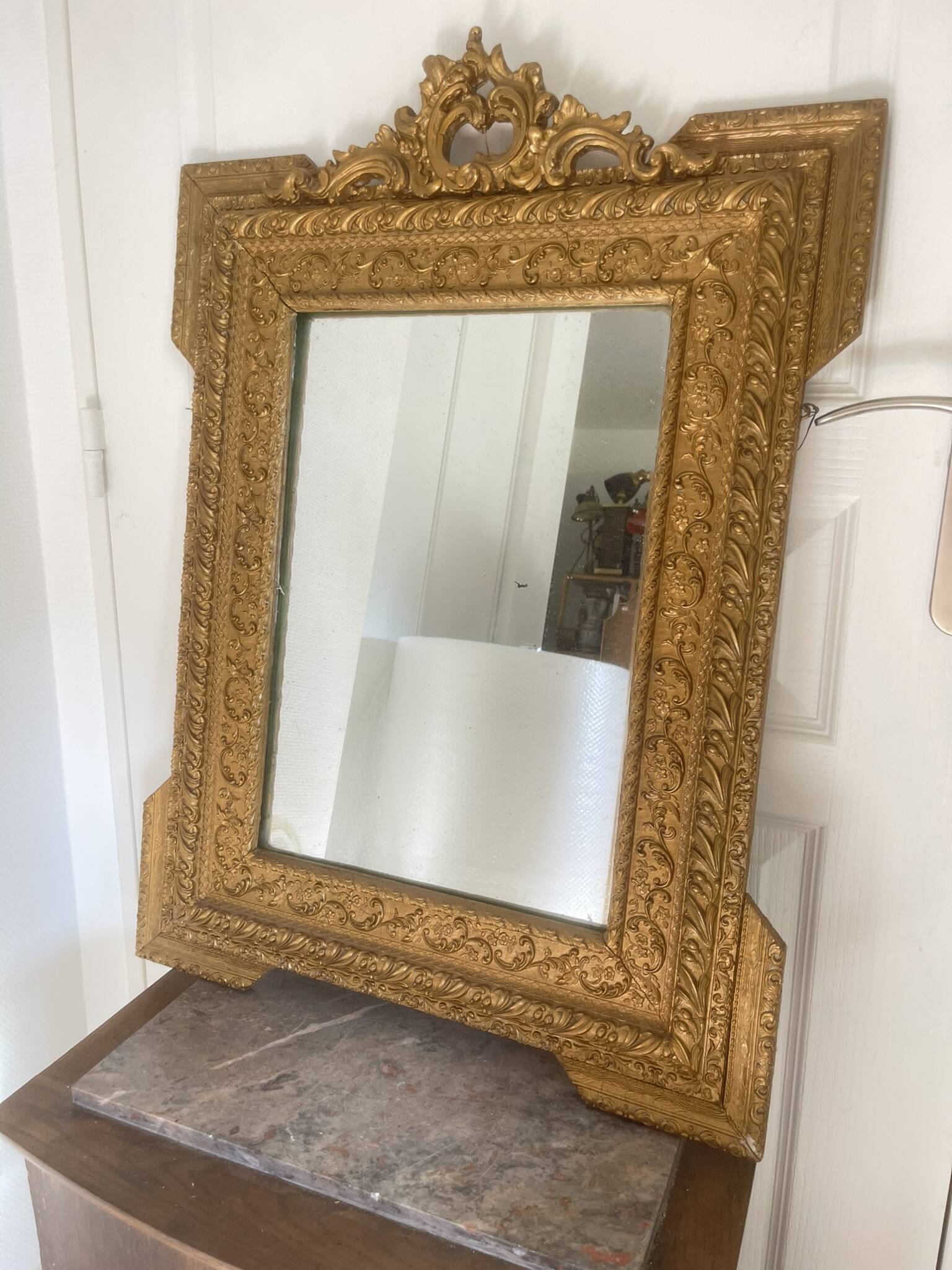 Antique Gilded Mercury Wall Mirror Napoleon III 71x57cm