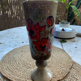 Vase on foot Vallauris with poppy pattern