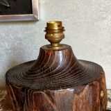 Brutalist free-form lamp in solid wood 60s