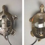 Turtle night light, patinated bronze and glass paste 1980