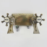 Ancien robinet de baignoire chaud-froid en bronze argenté vintage 1920