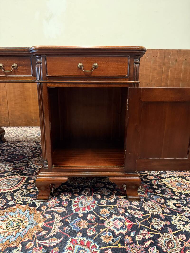 English Chesterfield desk with green leather