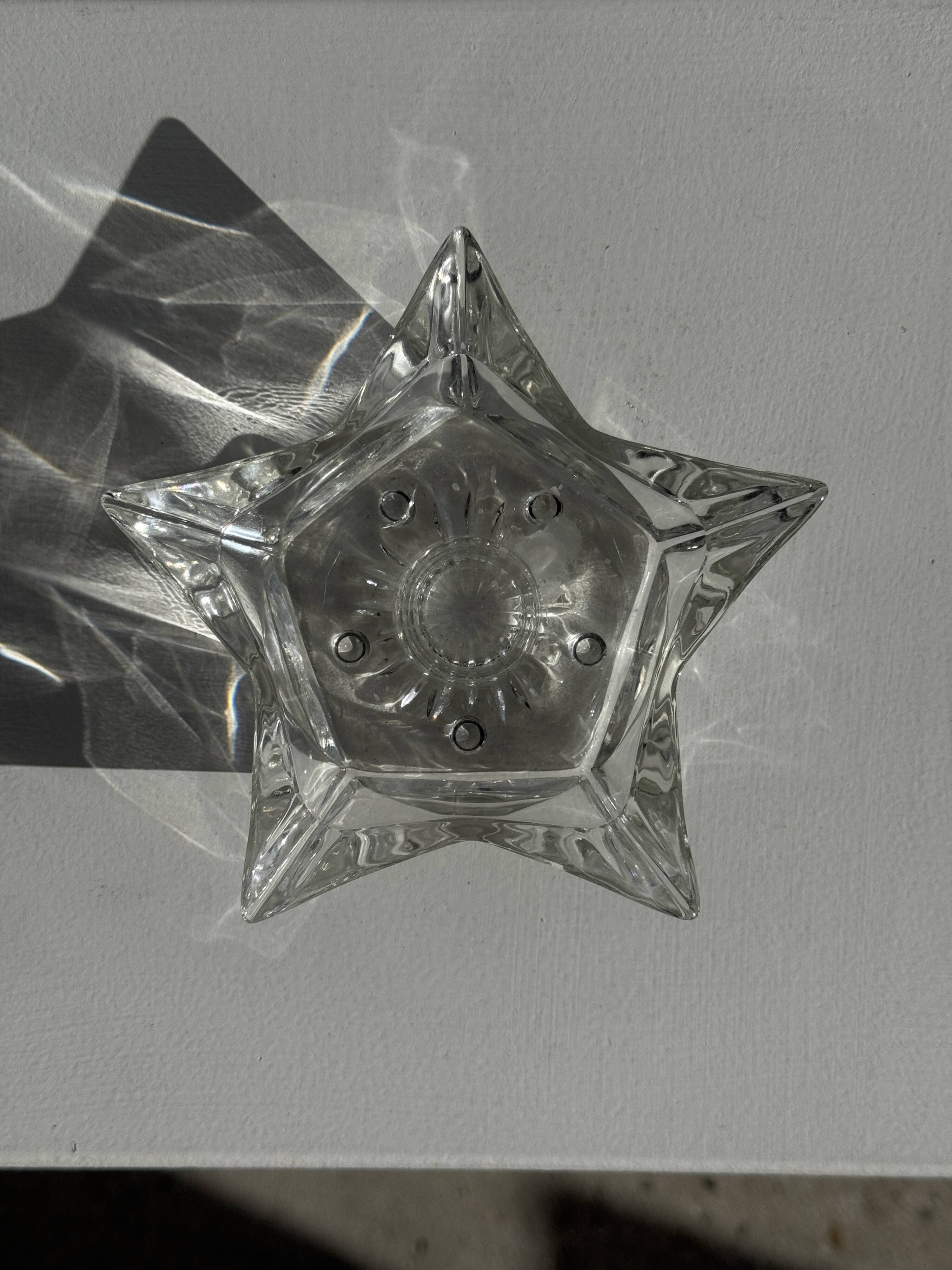 Vintage glass star candle holder D13