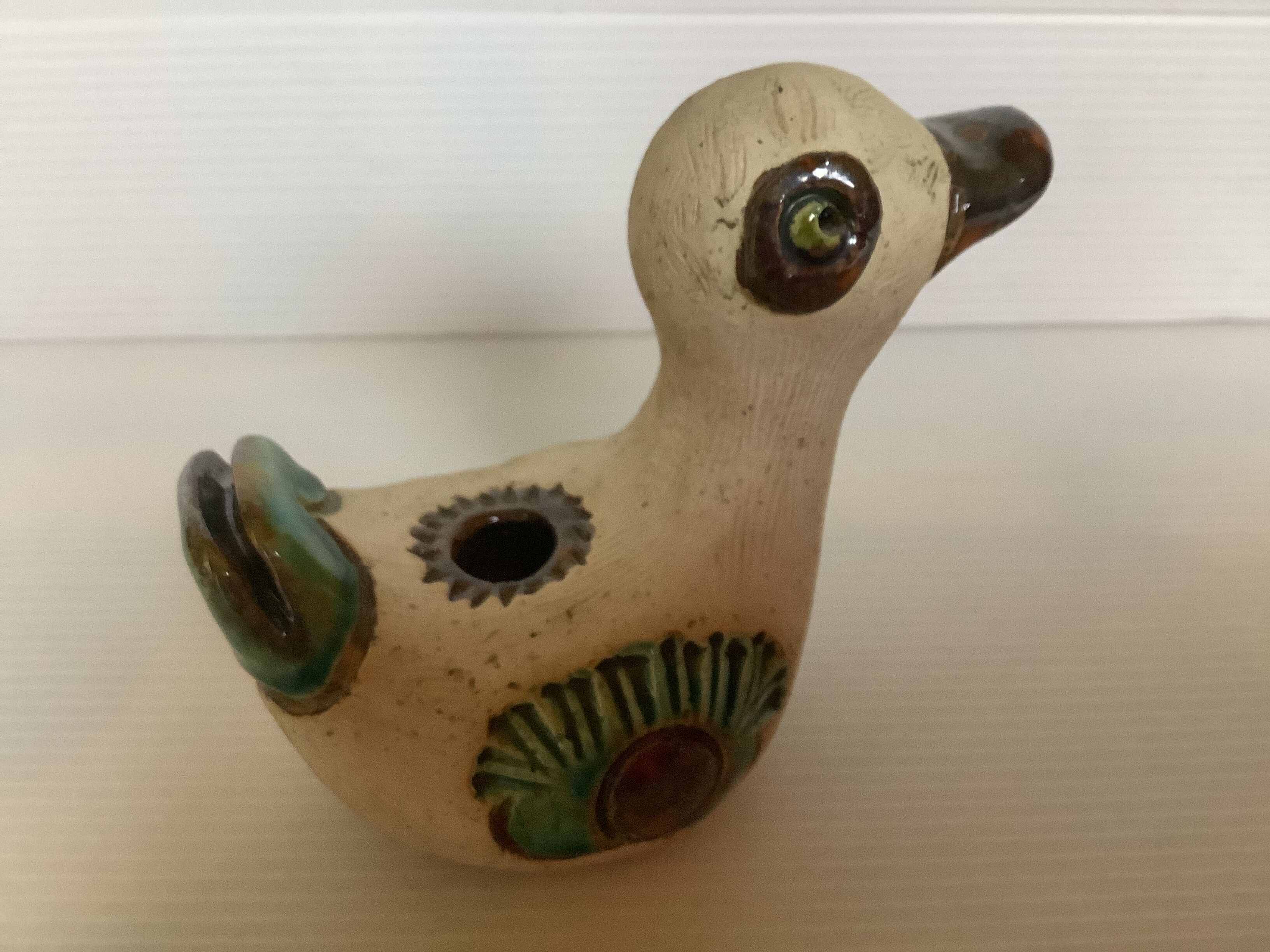 Ceramic duck zoomorphic candle holder signed Paul Perret