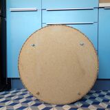 Vintage rattan wall mirror with glass shelf